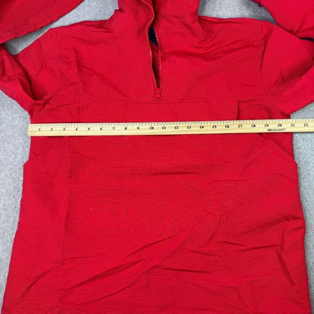 VTG Tommy Jeans Women's Size L Anorak Jacket 1/4 Zip Hooded Y2K Red Pullover 90s